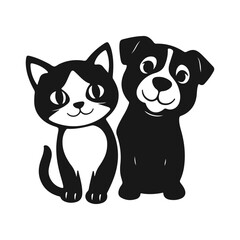 Cat and dog. Pets logo illustration, pets icon emblem
