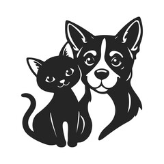 Cat and dog. Pets logo illustration, pets icon emblem