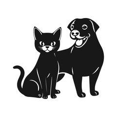 Obraz premium Cat and dog. Pets logo illustration, pets icon emblem