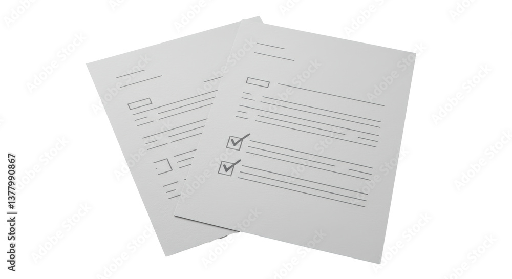 Poster isolated paper documents with check marks