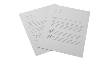 Isolated Paper Documents with Check Marks