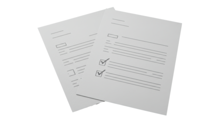 Isolated Paper Documents with Check Marks