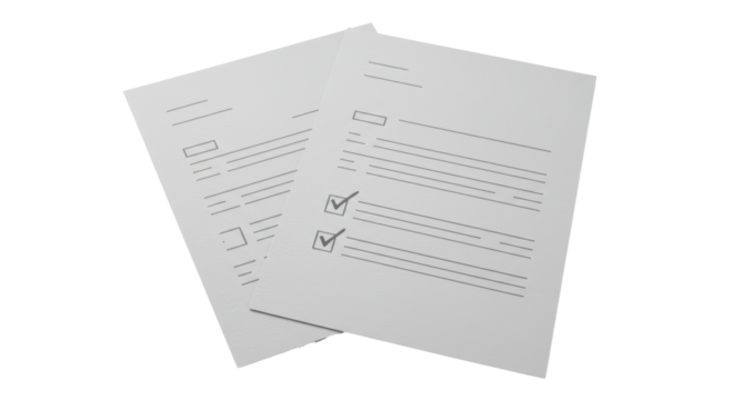 Isolated Paper Documents with Check Marks