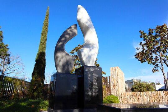 Cerritos, California &ndash; January 16, 2025: Cerritos Air Disaster Memorial, tribute to the victims of the air tragedy between a Piper Archer and an Aeromexico DC-9 that occurred in Cerritos in 1986