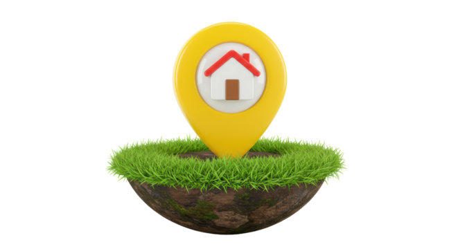 Isolated Location Pin on Grass for Real Estate
