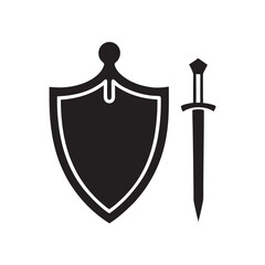 shield and sword silhouette, Protect shield security icons. Shield badge quality symbol. Collection of security shield icons. Vector illustration on white background
