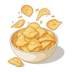 Digital Vector Illustration of Traditional Malaysian and Indonesian Salted Cassava Chips Kerepek Ubi Masin