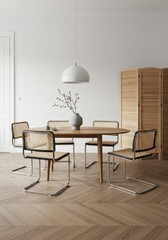 Minimalist Dining Room with Mixed Chairs