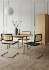 Minimalist Dining Room with Mixed Chairs