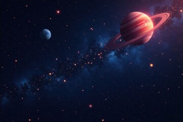 Naklejka premium Black starry background of twinkling stars and planets, universe, radiant
