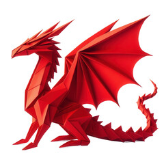 Red Origami Dragon with Holiday Decorations and Gift Wrapping transparent background