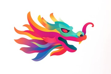 Naklejka premium A vibrant and colorful dragon with its mouth wide open and tongue sticking out