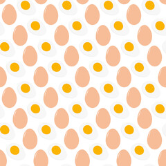 Half hard boiled peeled Egg with yolk Whole Beige Egg Seamless Pattern World Egg Day Background idea