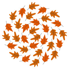 Autumn Leaves Circular Dynamics Background Texture Maple Oak leaves Trendy Monochrome Orange shades