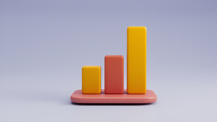 Colorful 3D Bar Graph Illustration on Minimalist Background
