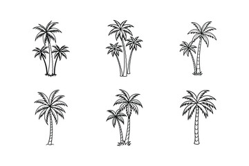 Fototapeta premium Simple Black and White Palm Tree Illustrations