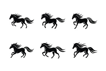 Six Silhouettes of Running Horses