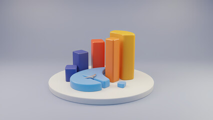 Colorful 3D Charts and Pie Graph for Business Analysis Presentation