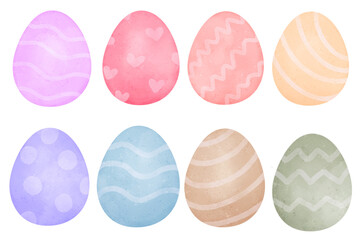 set of easter eggs cartoon watercolor 