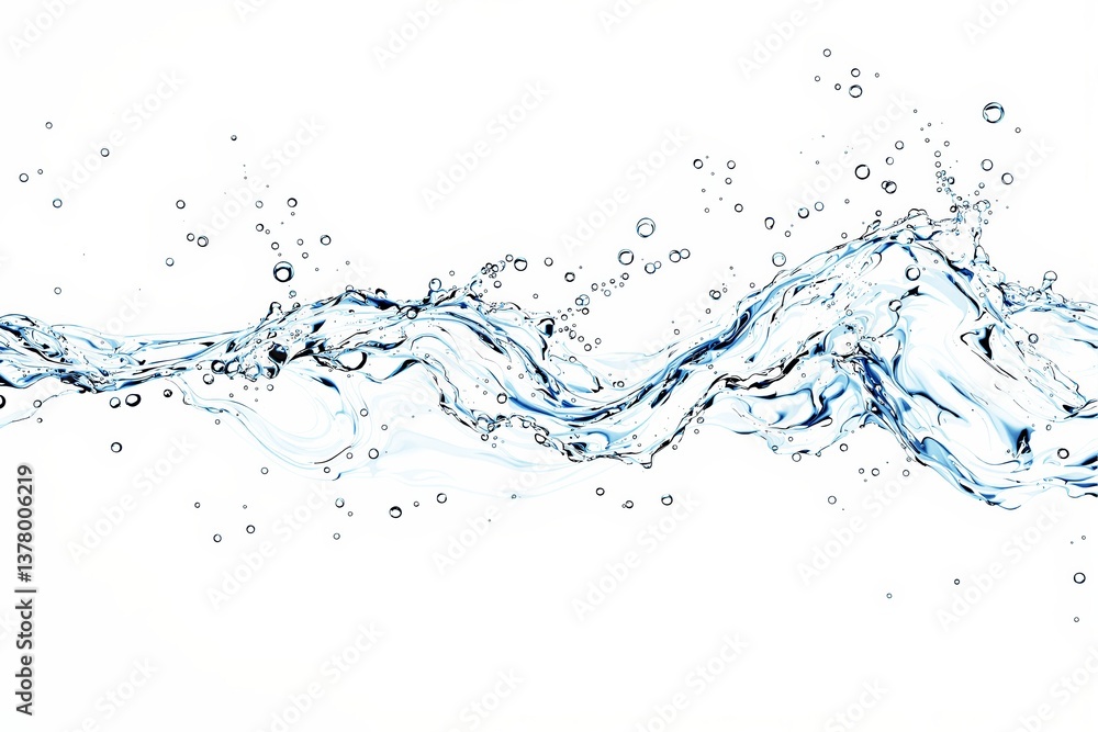 Aufkleber dynamic splash of water with swirling motion and bubbles on a white background.