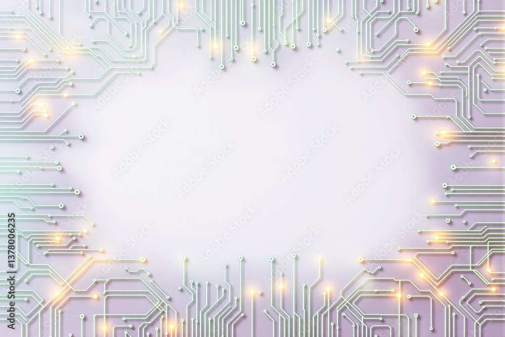 Poster futuristic circuit board background with glowing lights.