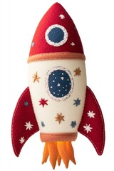 Handmade Felt Rocket Ship Toy, Space-Themed Nursery Decor, Kids Room Decor