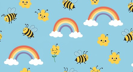 Sunny Skies, Happy Bees AI Generated