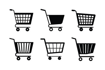 Simple Black and White Shopping Cart Icons