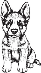 German Shepherd puppy. Hand drawn vector illustration