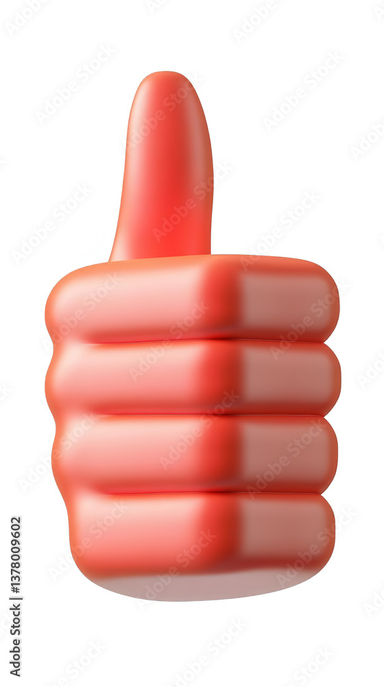 Poster 3d rendering red hand giving thumbs up sign isolated transparent background