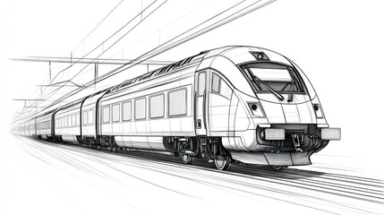 Naklejka premium Modern high-speed train sketch design.