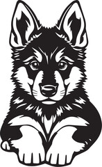 German Shepherd puppy. Hand drawn vector illustration