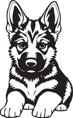 German Shepherd puppy. Hand drawn vector illustration