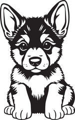 German Shepherd puppy. Hand drawn vector illustration