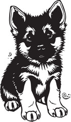 German Shepherd puppy. Hand drawn vector illustration