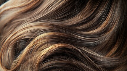 Naklejka premium A natural 3D rendering of a woman's brunette hair with highlights reflecting soft light.