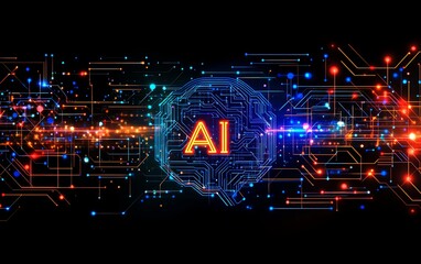 AI glowing on circuit board