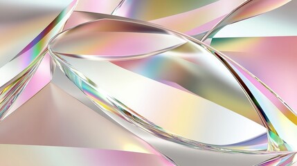 Abstract Pastel Background with Iridescent Geometric Shapes and Shimmering Textures