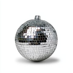 Silver Disco Ball on White Background