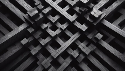 Layered black wooden structure