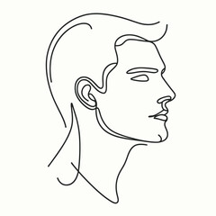 Minimalist Male Profile in Line Art Illustration