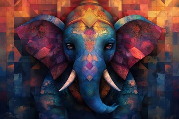 Obraz premium An artistic illustration of an elephant with ornate and vivid details