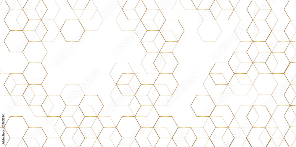 Leinwandbilder Abstract background golden hexagon stock line background. abstract artistic of geometric background Gold gradient abstract seamless vector pattern. Minimal style website banner, decoration Vector.	
