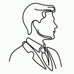 Elegant Male Portrait in One Line Art Style for Modern Design Concepts