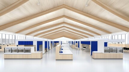 Modern Interior Design of Spacious Commercial Kitchen Environment