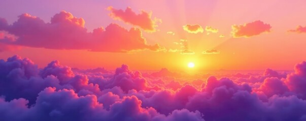 Fototapeta premium Soft watercolor sunset sky with gradient of orange and purple hues blending into each other, sky, abstract background