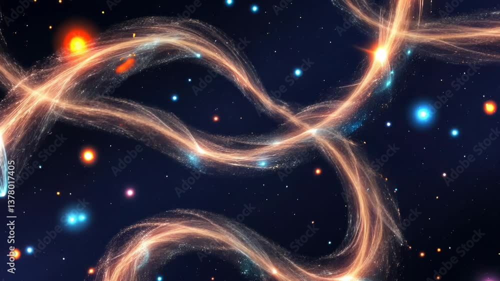 Poster a colorful spiral with a bright light in the middle. there are many stars in the background. the spi