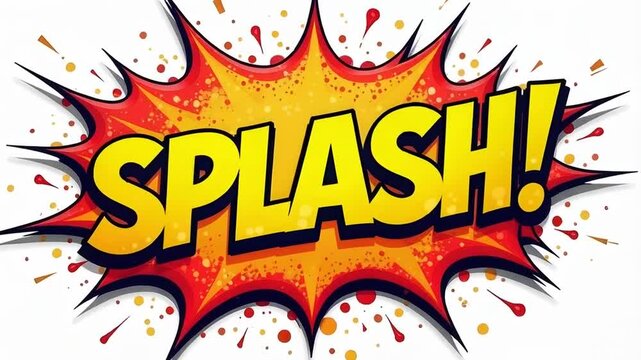 SPLASH speech explosion pop art bubble exclamation cloud isolated on a white background