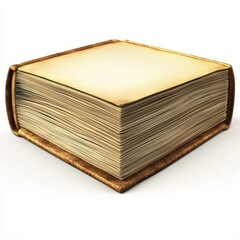 Antique book, isolated on white background, featuring aged paper and leather cover