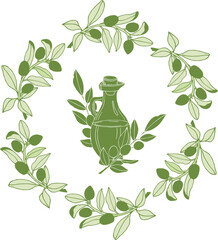 Vector decorative olive wreath, border and laurel graphic set made in vector. EPS 10 not AI. For labels, packaging.Olive circle frame